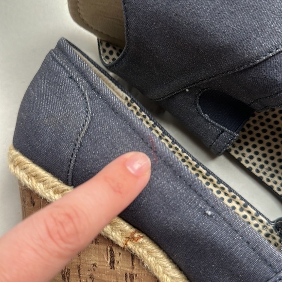 Charming Charlie Denim Peep Toe Platform Cork Espadrille Sandals size 10 Summer - Picture 5 of 7